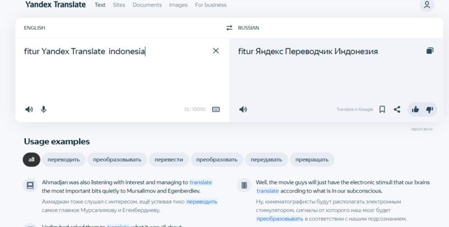 Website dan Aplikasi Penerjemah Inggris Selain Google Translate_1. Yandex Translate